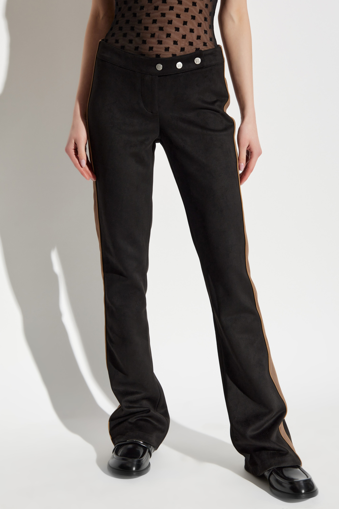 Misbhv Faux Suede Moto Pants In Black