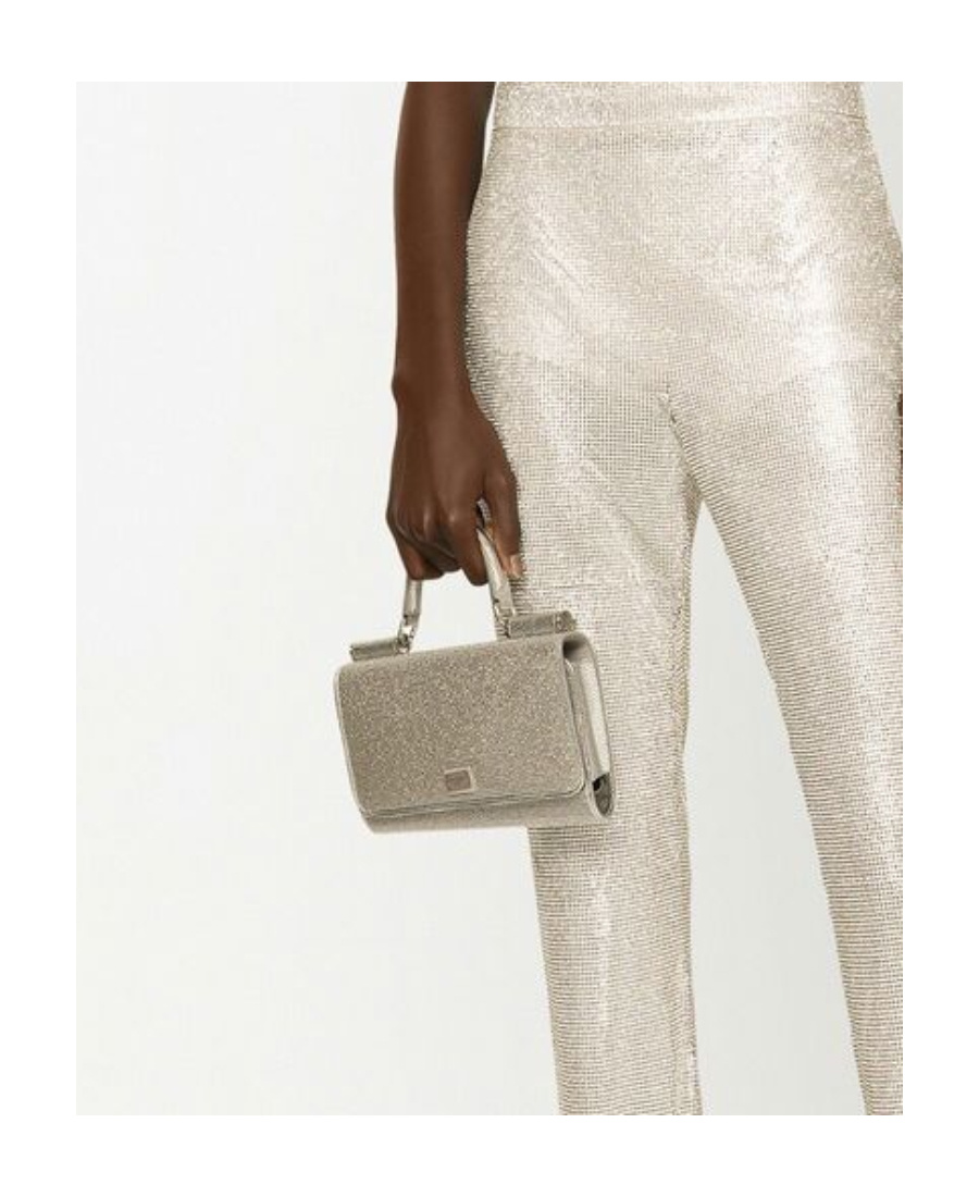 Dolce & Gabbana Kim Dolcegabbana Crystal-embellished Logo Mini Bag In Gray