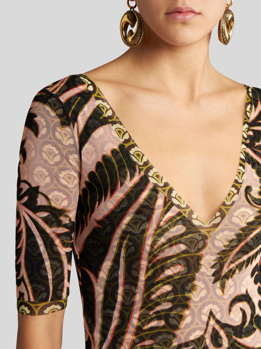 Shop Etro Printed Tulle Dress In Multicolor