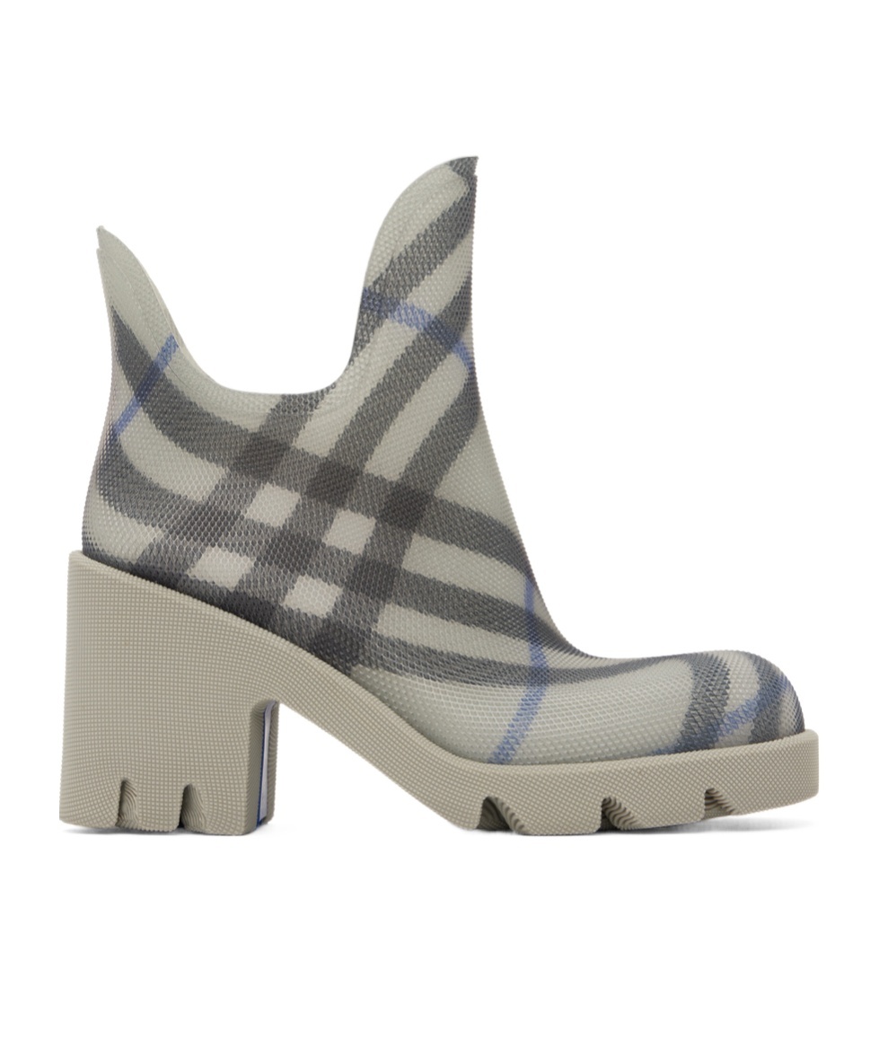 Burberry Gray Marsh Heeled Rubber Rain Boots In Gray