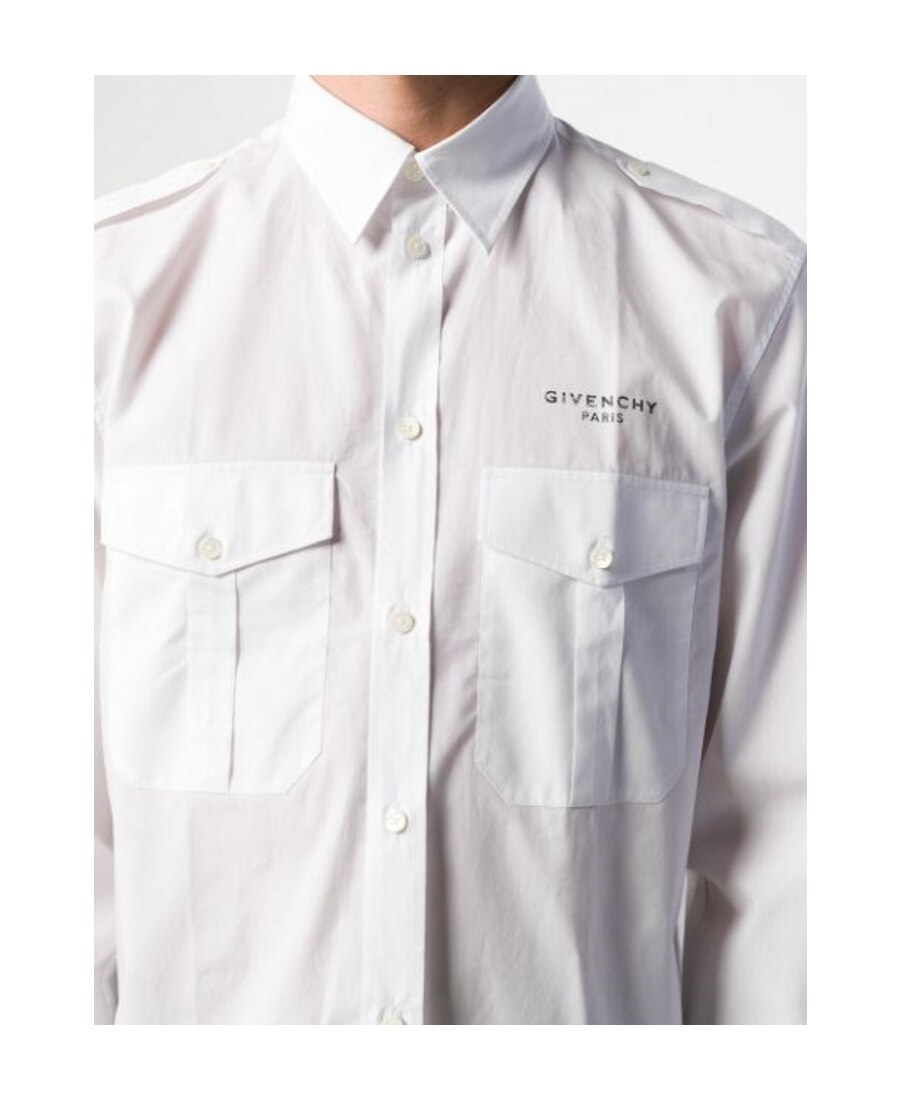 Givenchy White Logo Pocket Shirt In White
