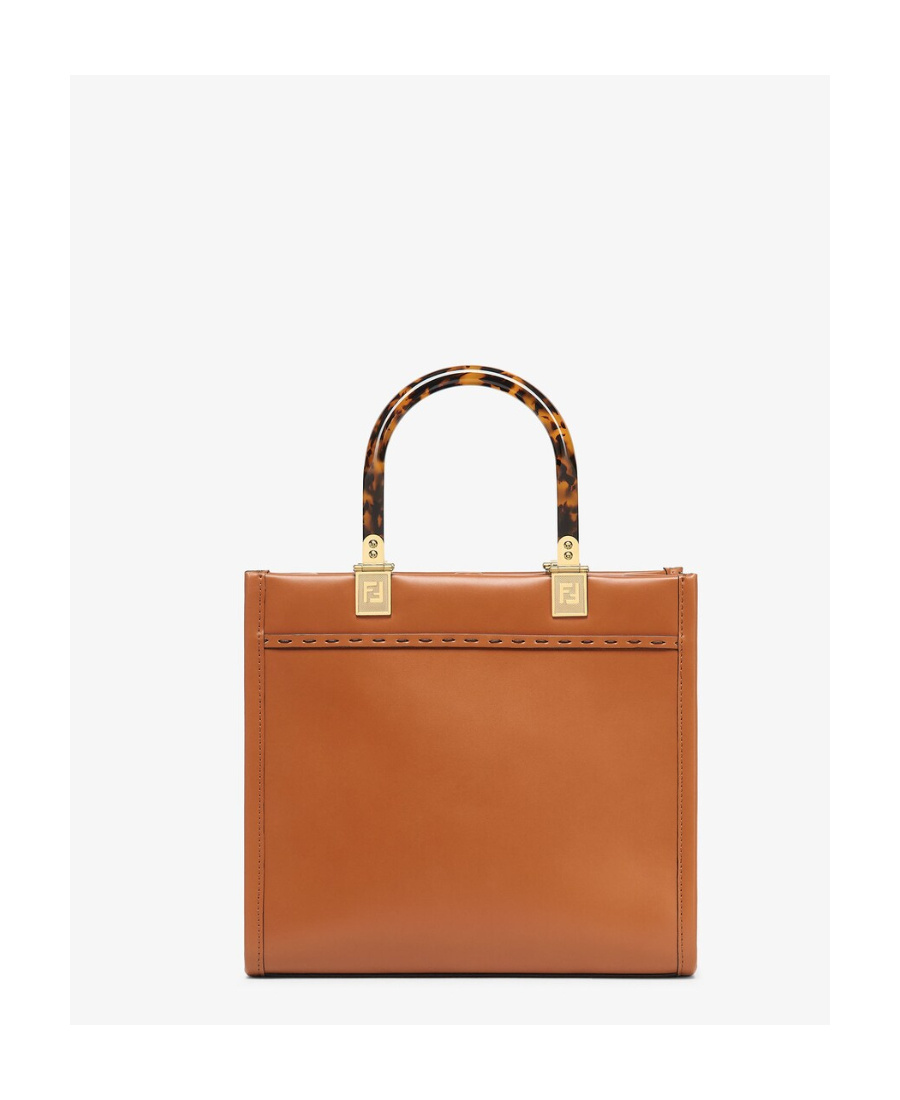 Fendi Small Sunshine Leather Tote Bag In Brown