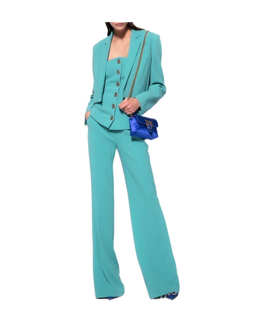 Pinko Cropped Single-breasted Blazer In Green