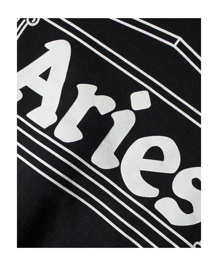 Aries Logo Printed Crewneck Sweatshirt In Black