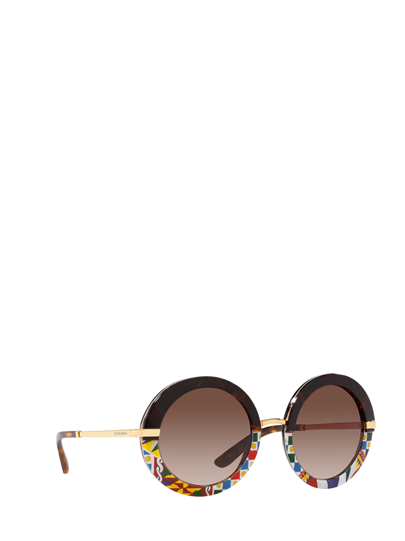 Dolce & Gabbana Floral-print Round-frame Sunglasses In Multicolor