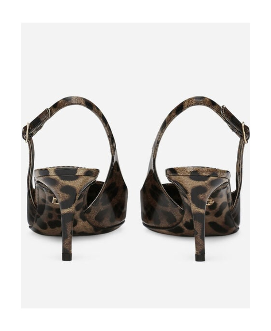 Dolce & Gabbana Luxurious Leopard Printed Slingback Pumps For Women In Black
