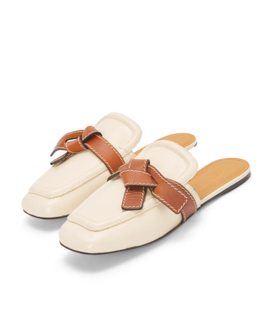 Loewe Logo Flat-soled Muller Shoes In Nude