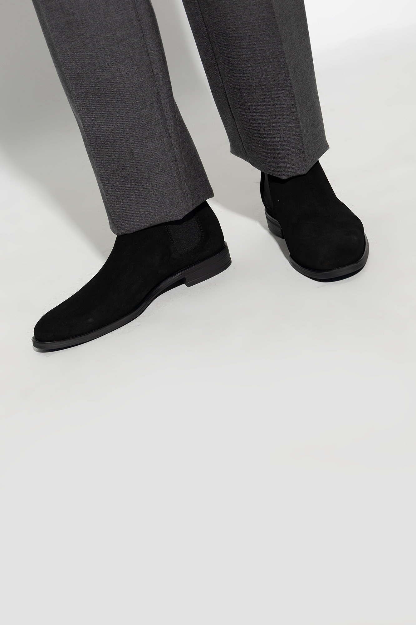 Ps By Paul Smith Elastic-panels Suede Chelsea Boots In Black