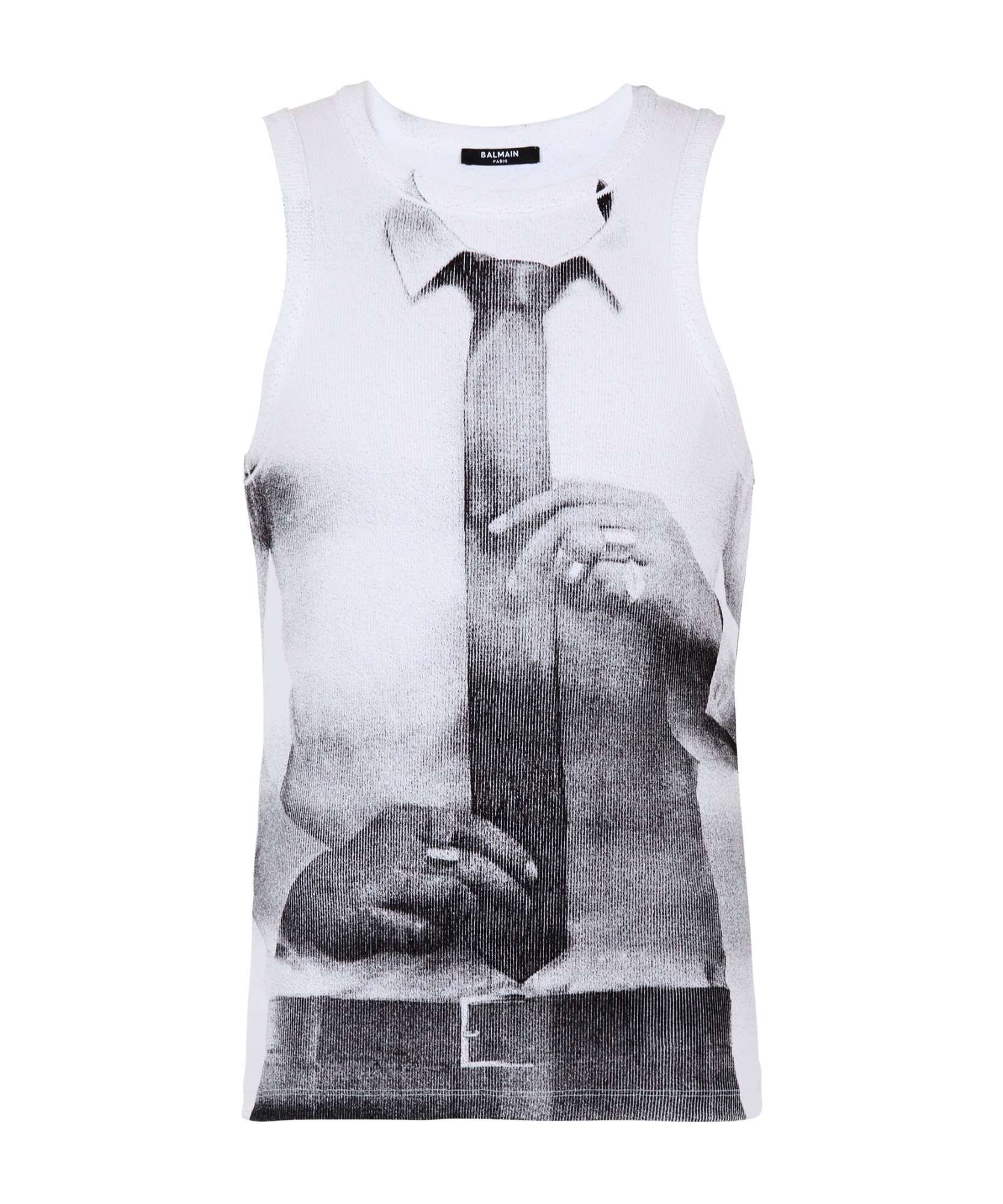 Balmain Tie Print Tank Top In White