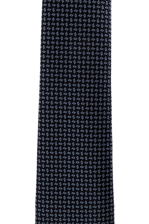 Giorgio Armani Pattern-jacquard Tie In Blue