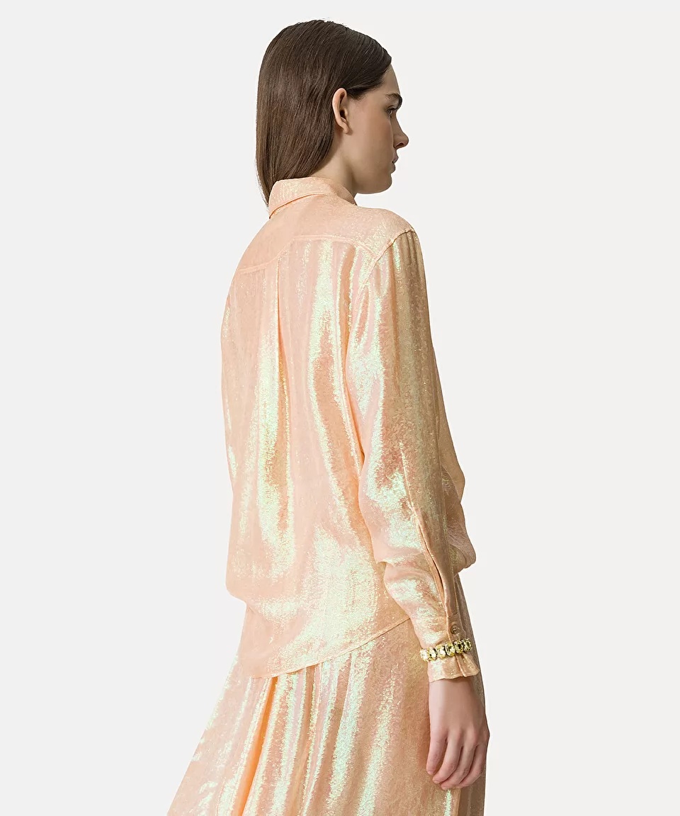 Shop Forte Forte Long-sleeved Chiffon Shirt In Nude