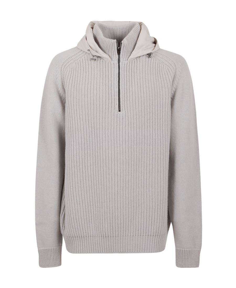 Herno Long-sleeve Hooded Wool Jumper In Gray
