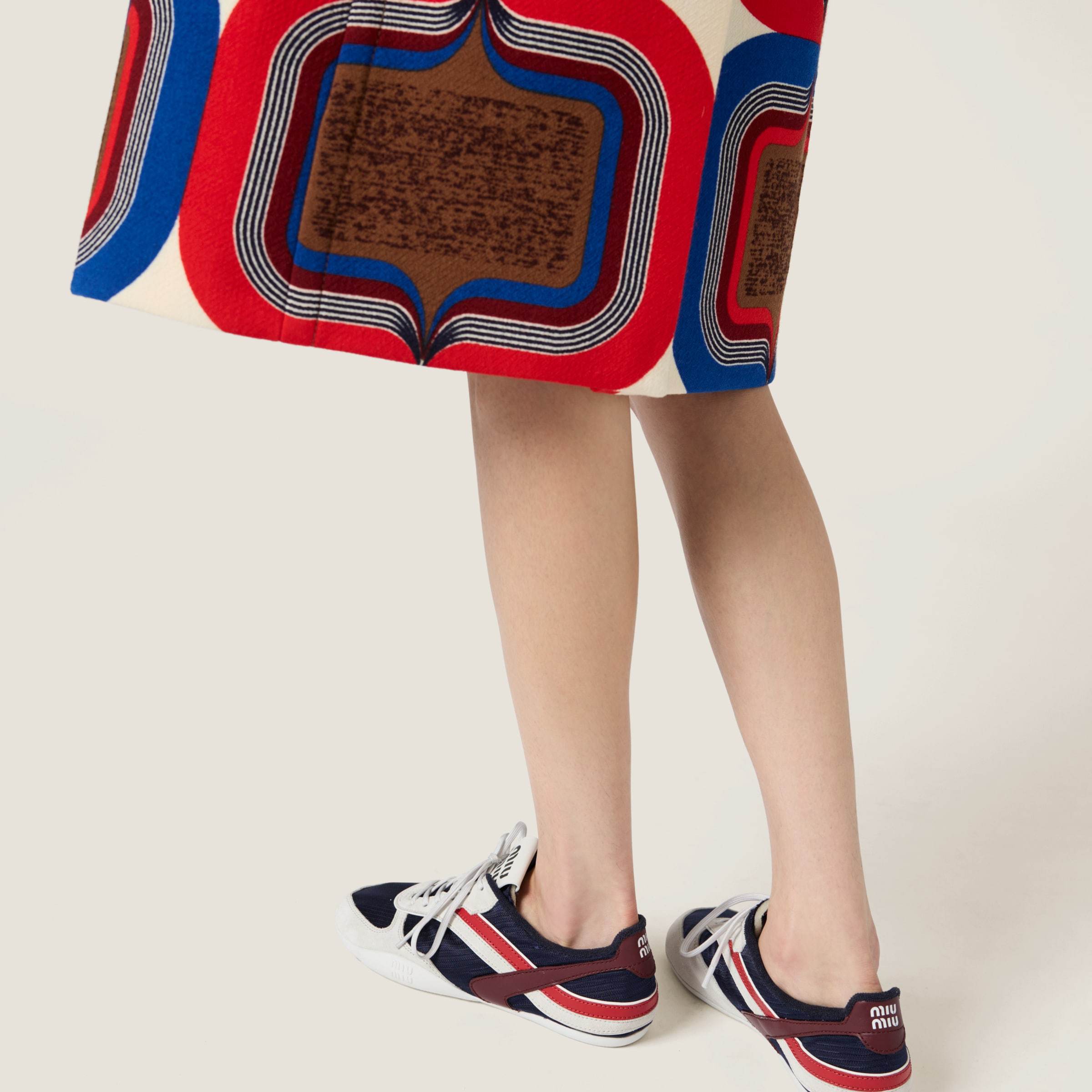 Miu Miu Logo-patch Sneakers In Baltic Sea Blue/amaranth Red