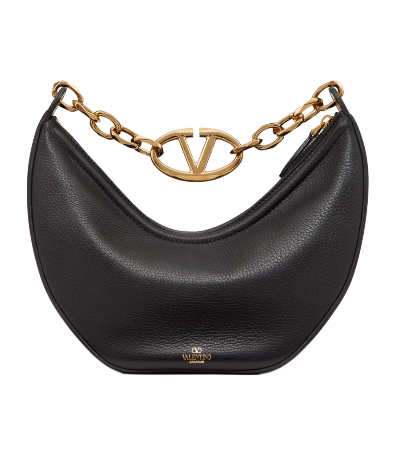 Valentino Small Vlogo Moon Leather Shoulder Bag In Black