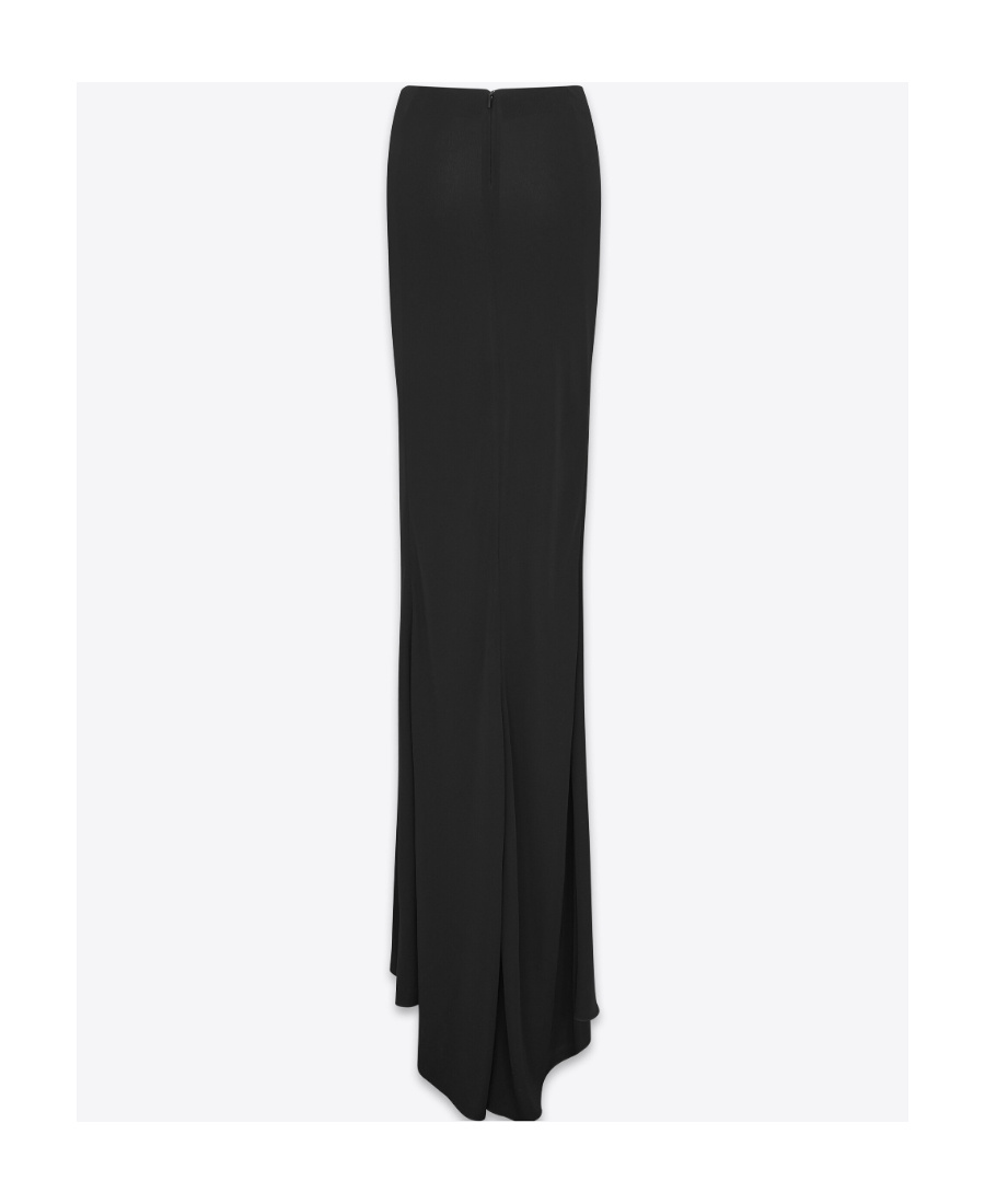 Saint Laurent Asymmetric-hem Maxi Skirt In Black