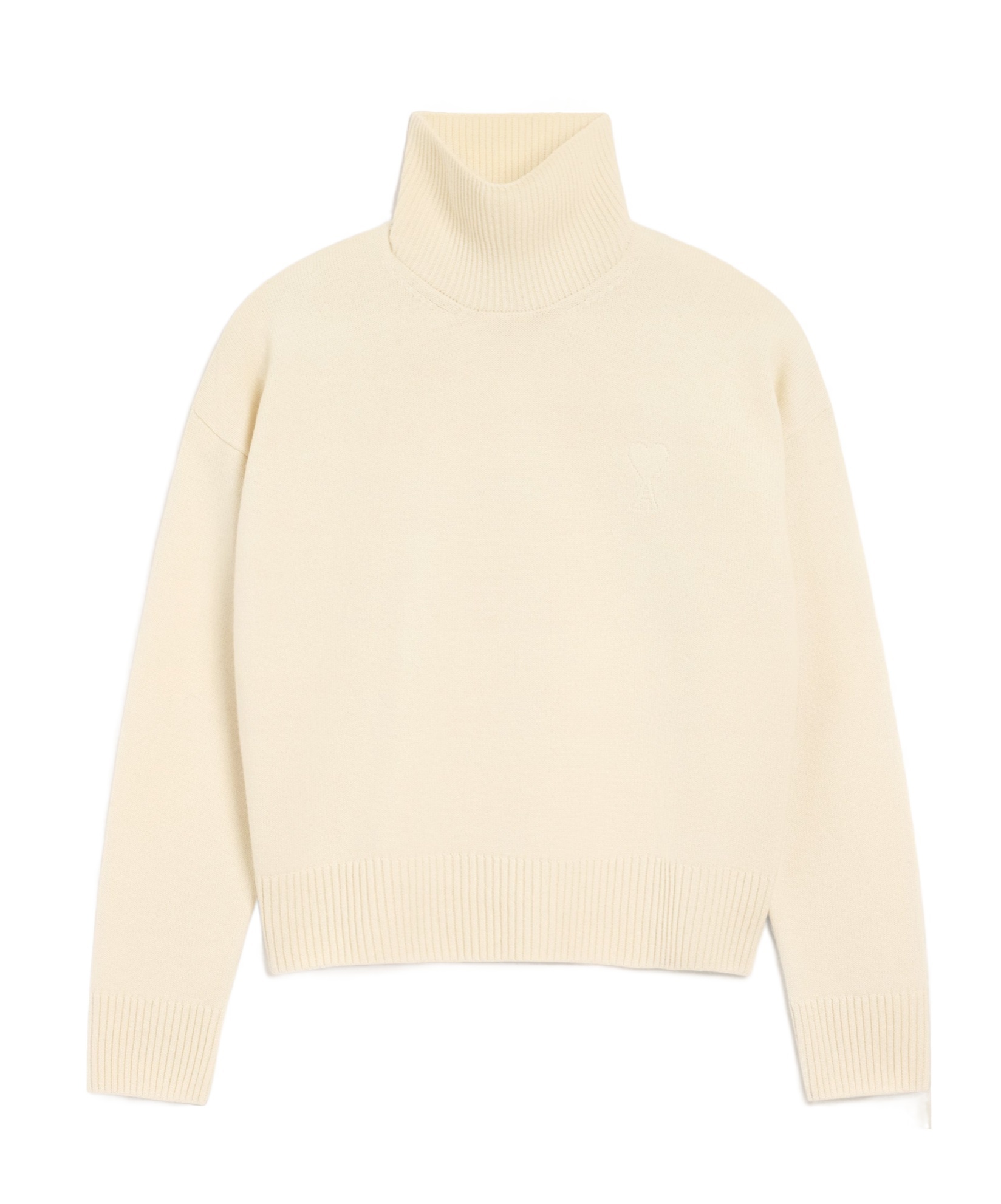 Ami Alexandre Mattiussi Wool And Cashmere Funnel Neck Sweater In White