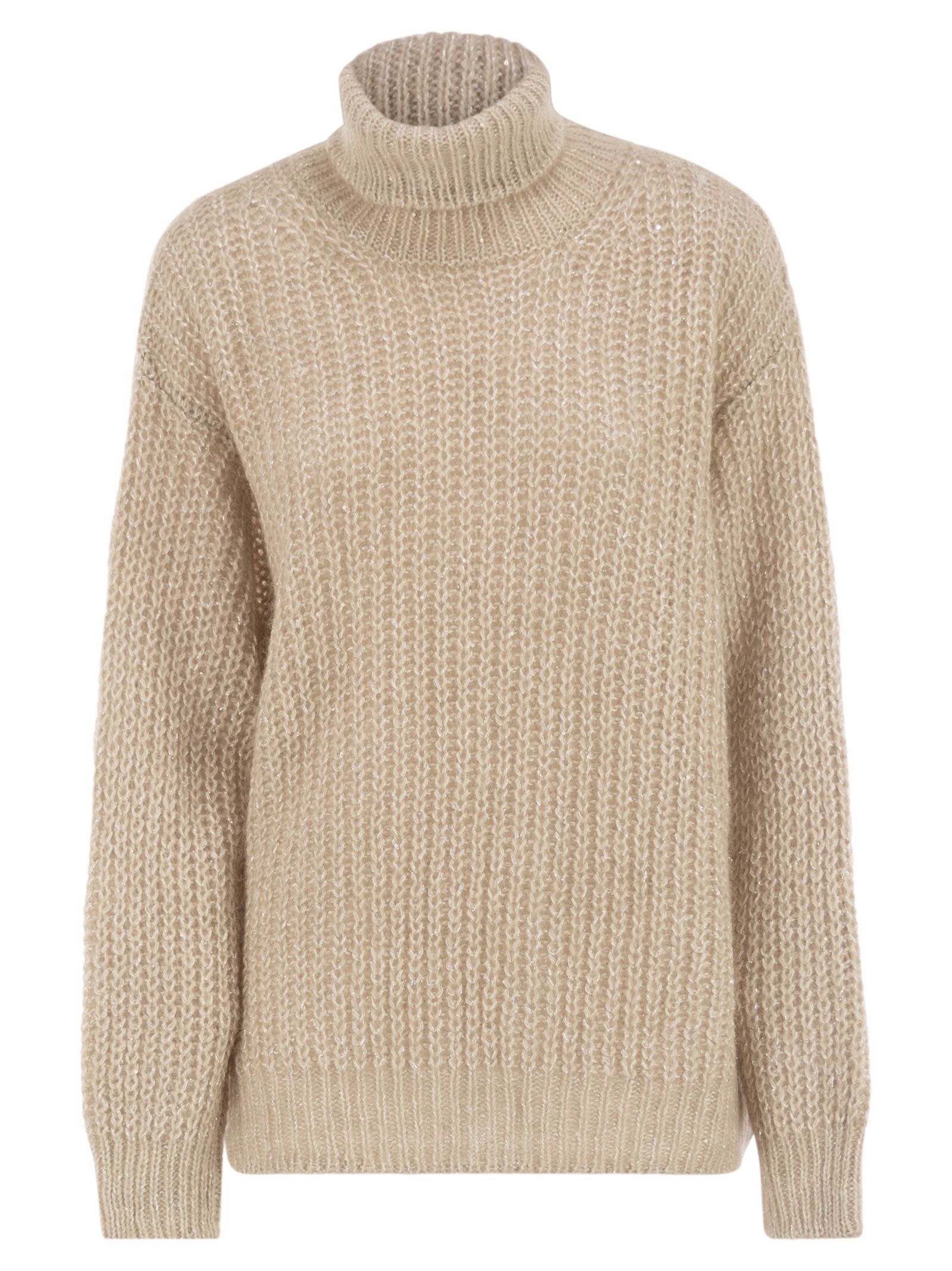 Herno Women Wool And Alpaca Turtleneck Jumper In Brown