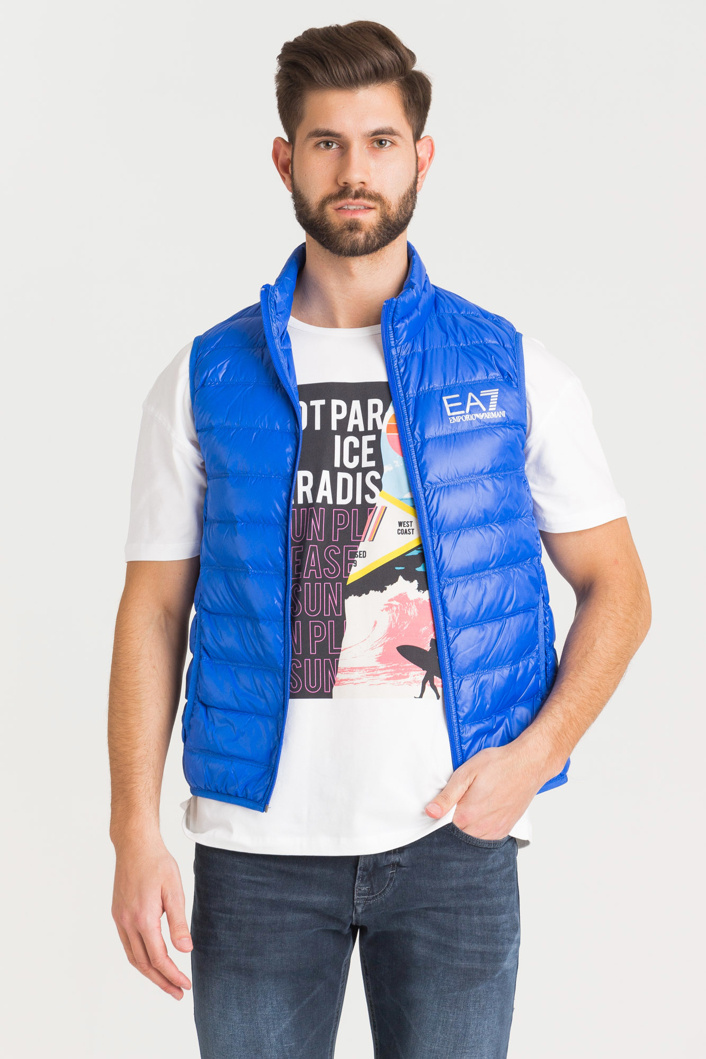 Ea7 Waistcoat Quilted Down Jacket In Blue