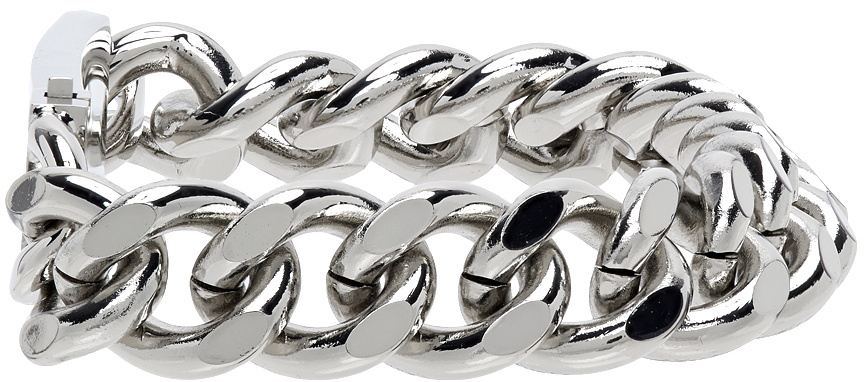 Shop Dsquared2 Logo Engraved Bracelet In Gray