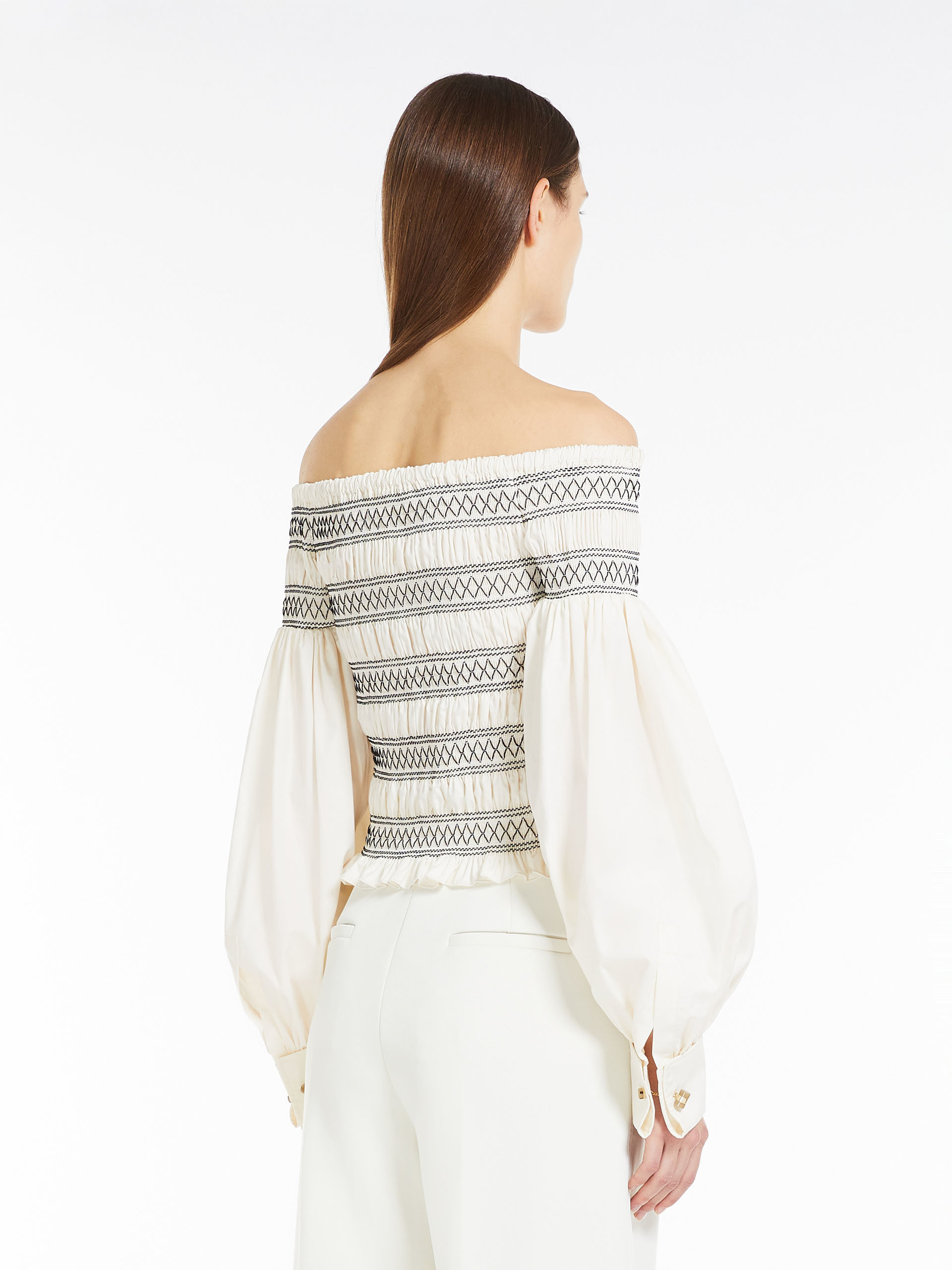 Shop Max Mara Ruffled Long-sleeved Bluse In White
