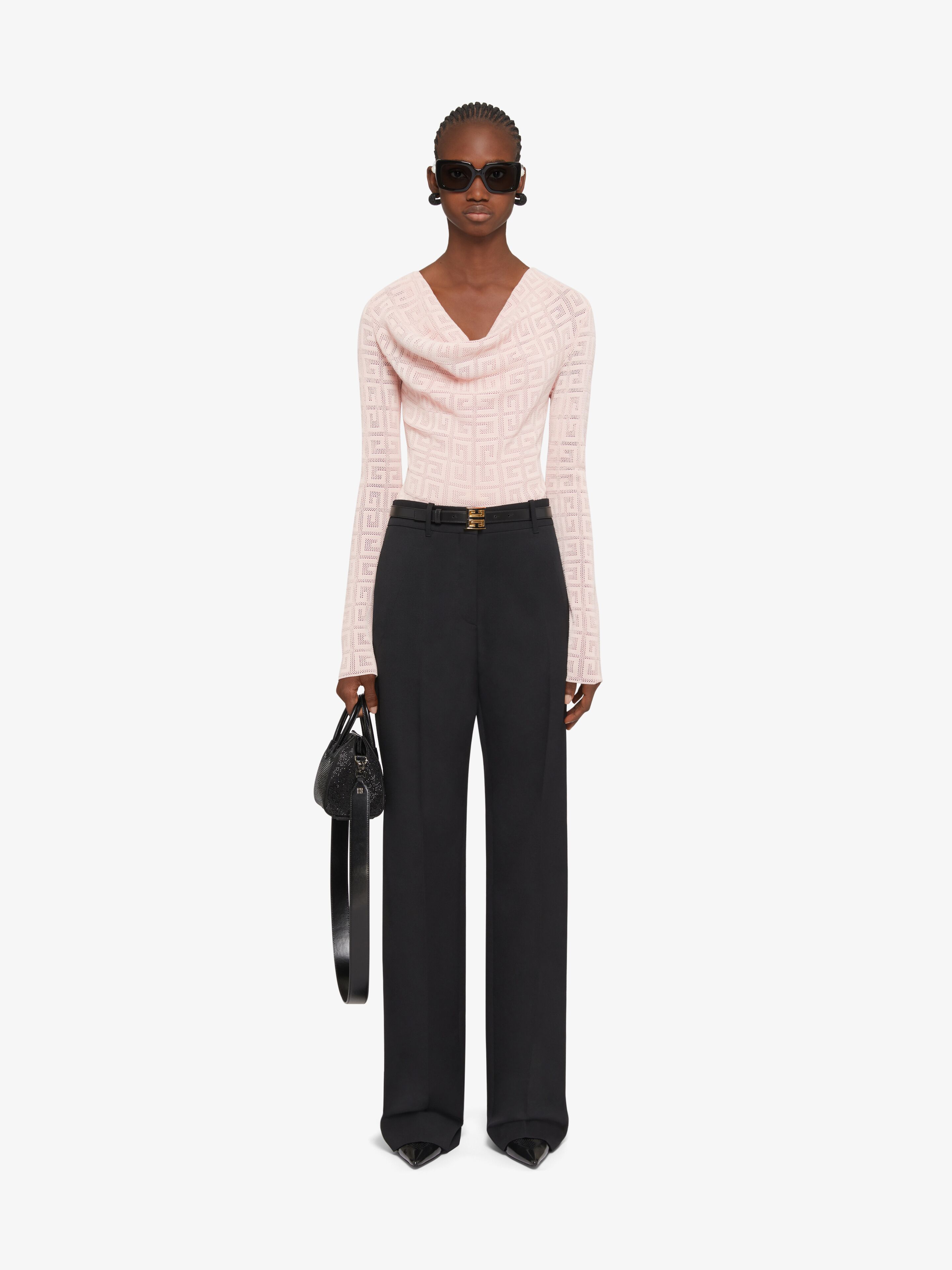 Givenchy Draped Sweater In 4g Jacquard In Pink