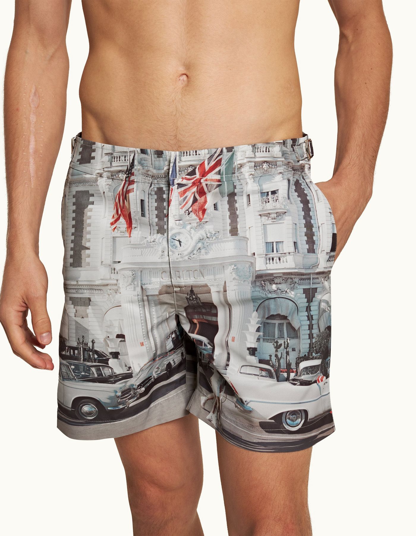 Orlebar Brown Bulldog Photographic Swim Shorts In Gray