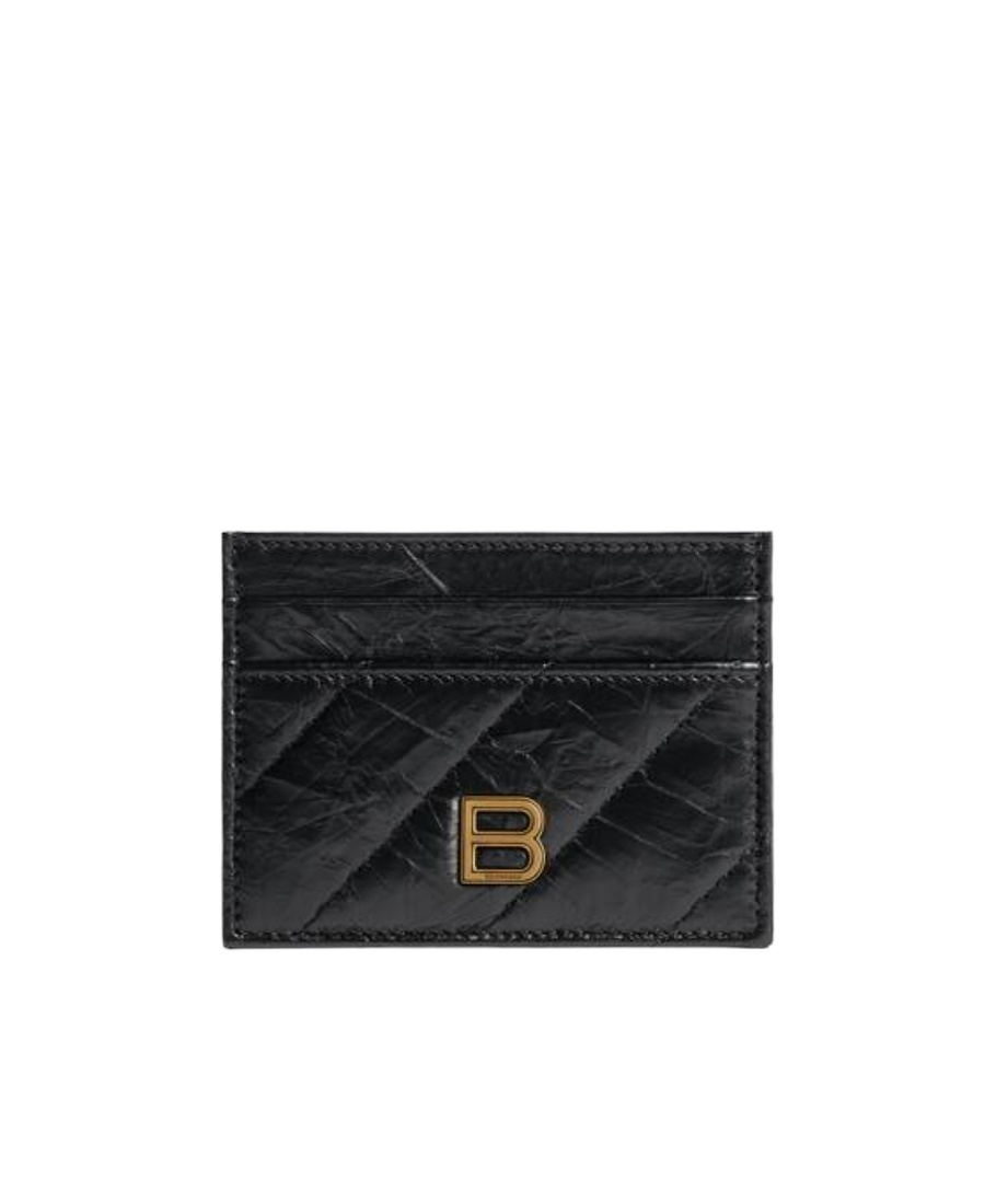 Balenciaga Logo-plaque Leather Cardholder In Black