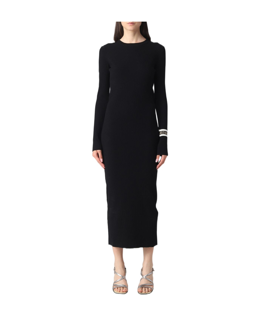 Red Valentino Round Neck Dress In Black