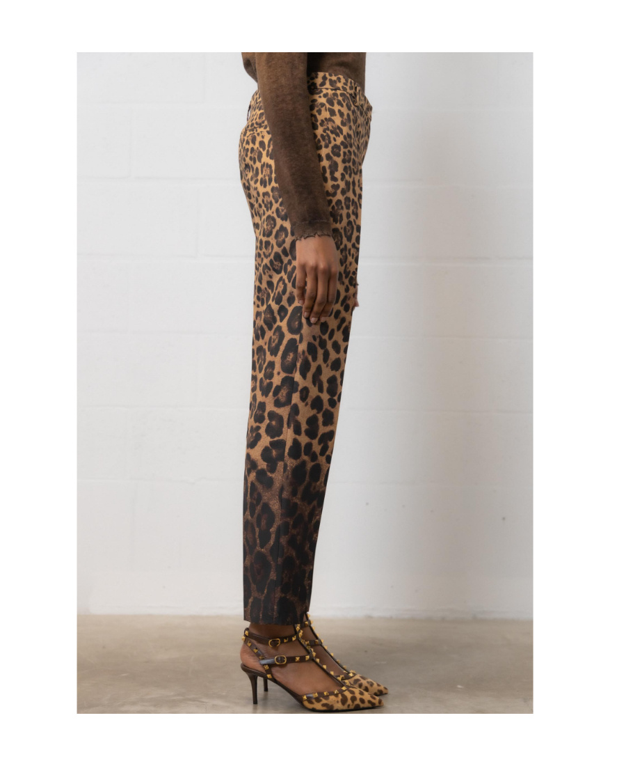 Valentino Leopard-print Slim-fit Trousers In Black