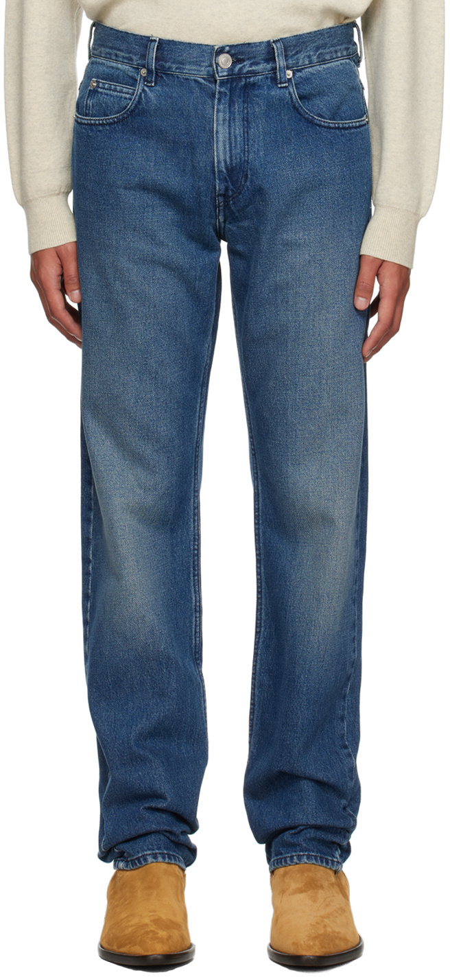 Isabel Marant Logo-patch Straight-leg Jeans In Blue