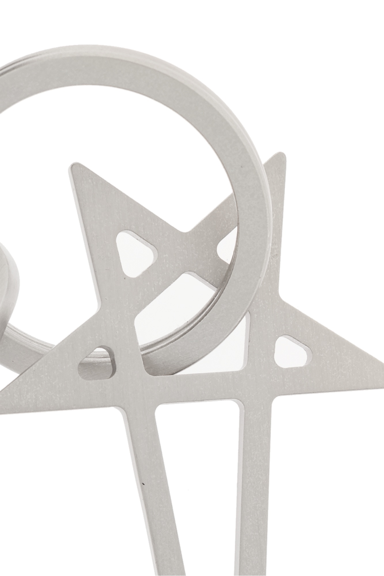 Rick Owens Silver Pentagram Keychain In Gray