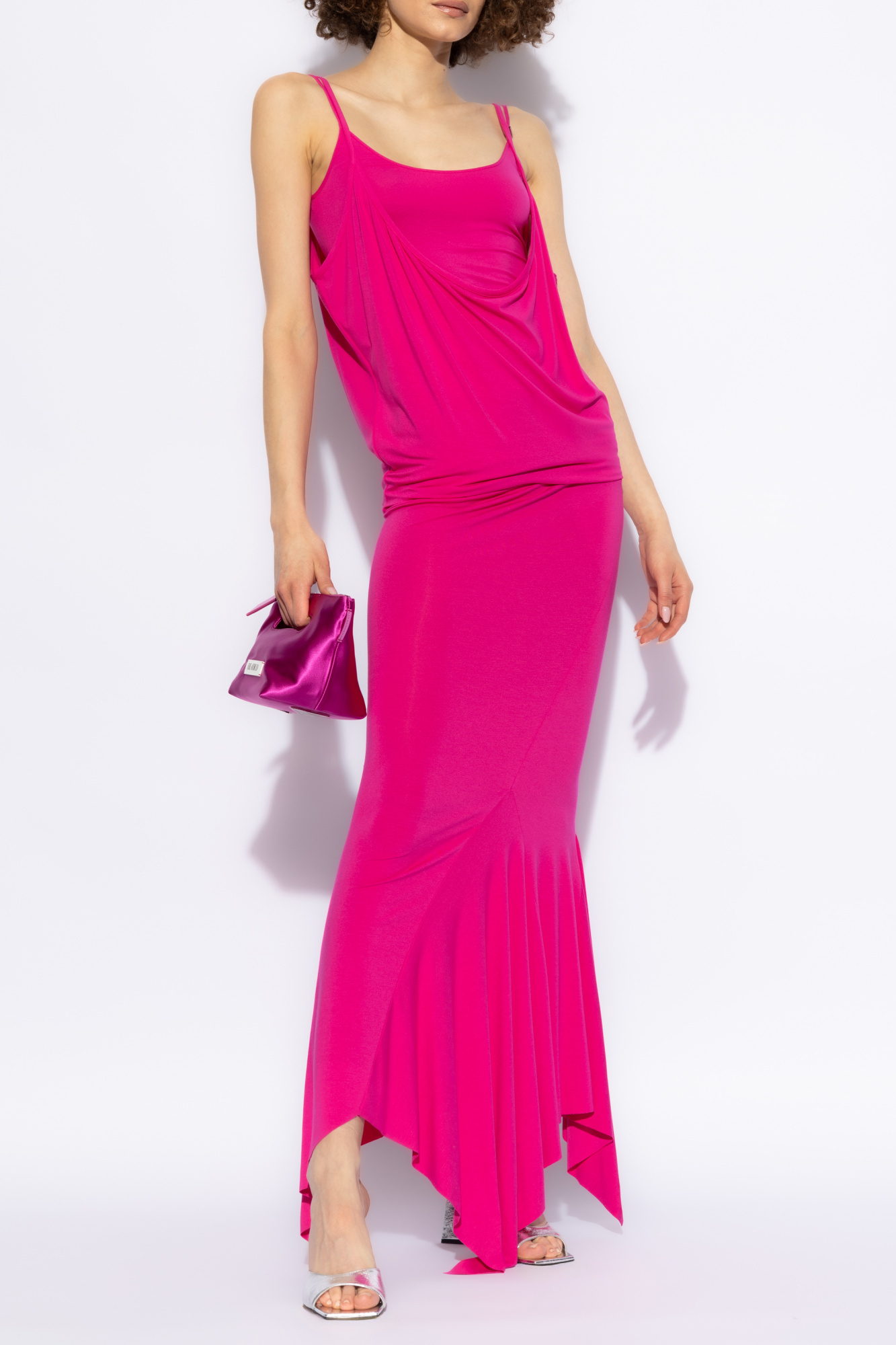 Attico Layered Mermaid-silhouette Maxi Dress In Pink