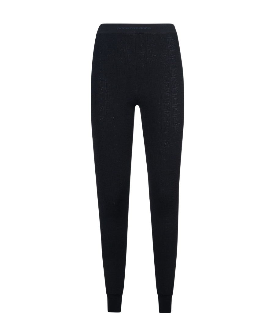 Rabanne Ribbed Flare Leggings With Elastic Waistband In Black