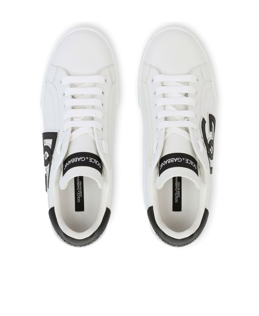 Dolce & Gabbana Dg Logo Patch Leather Sneaker In White