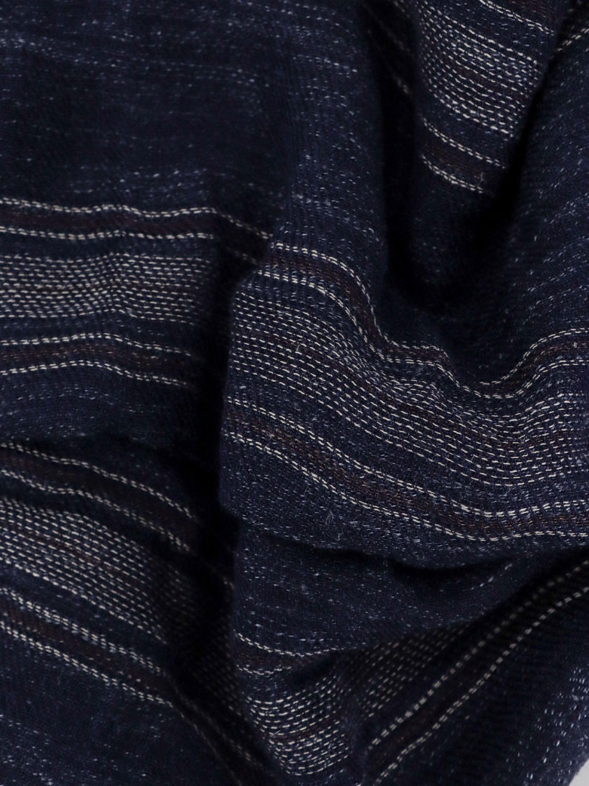 Brunello Cucinelli Stripe Frayed Edge Scarf In Blue