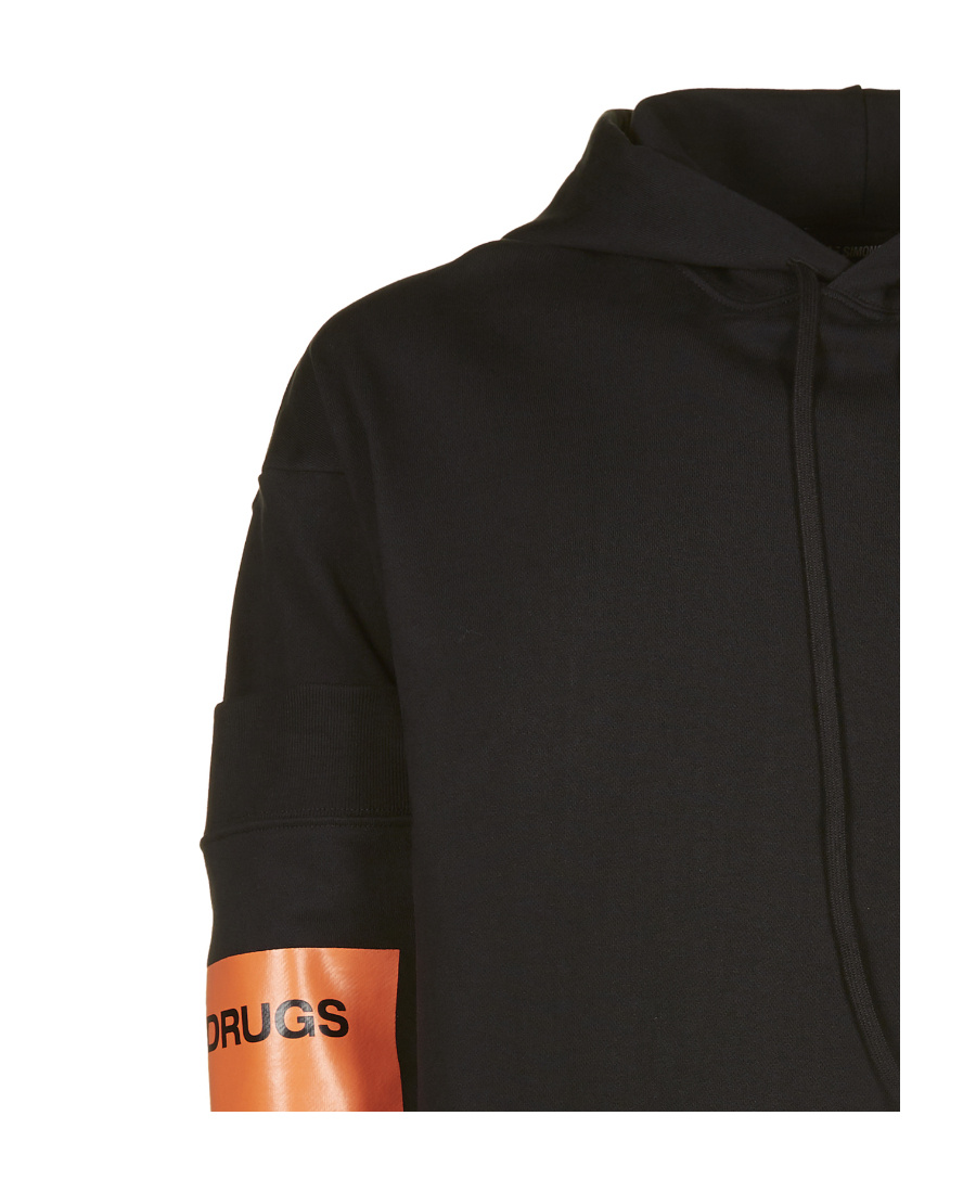 Raf Simons Logo Hooded Sweater In Black