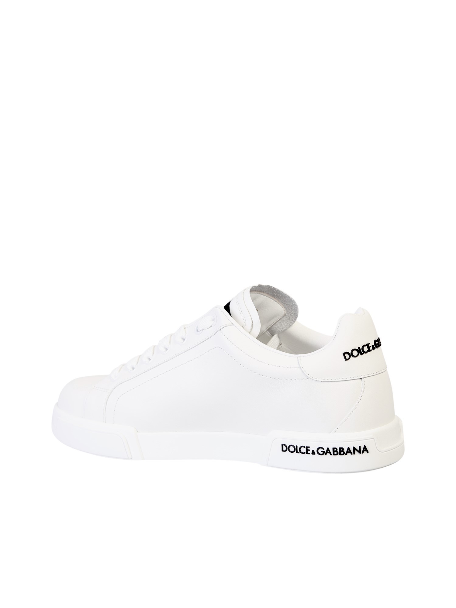 Dolce & Gabbana Leather Sneakers With Lateral Logo Patch In White