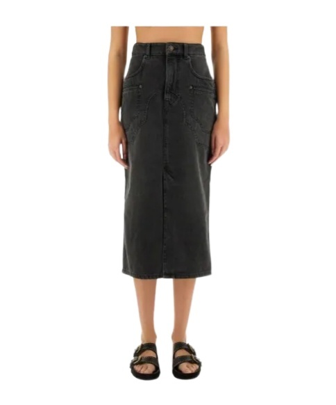 Shop Isabel Marant Denim Skirt In Black