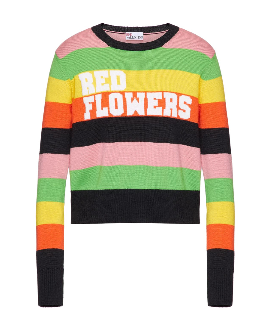 Red Valentino Intarsia-knit Logo Jumper In Multicolor