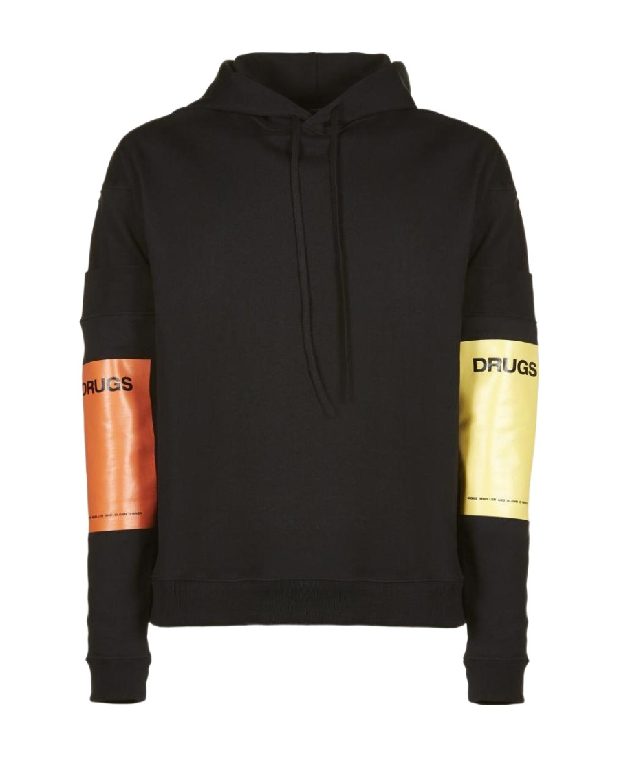 Raf Simons Logo Hooded Sweater In Black