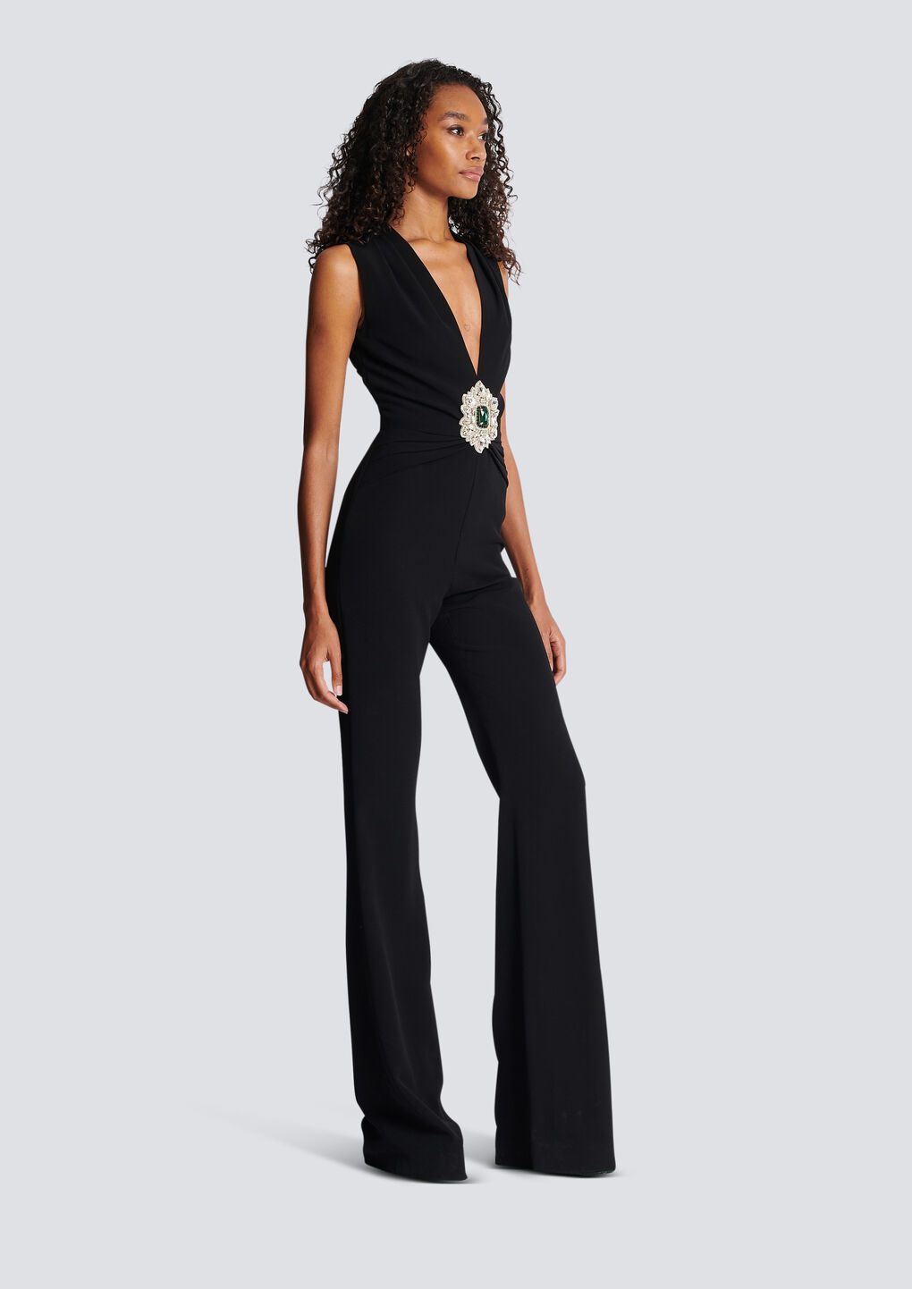 BALMAIN SLEEVELESS FLARED JUMPSUIT 