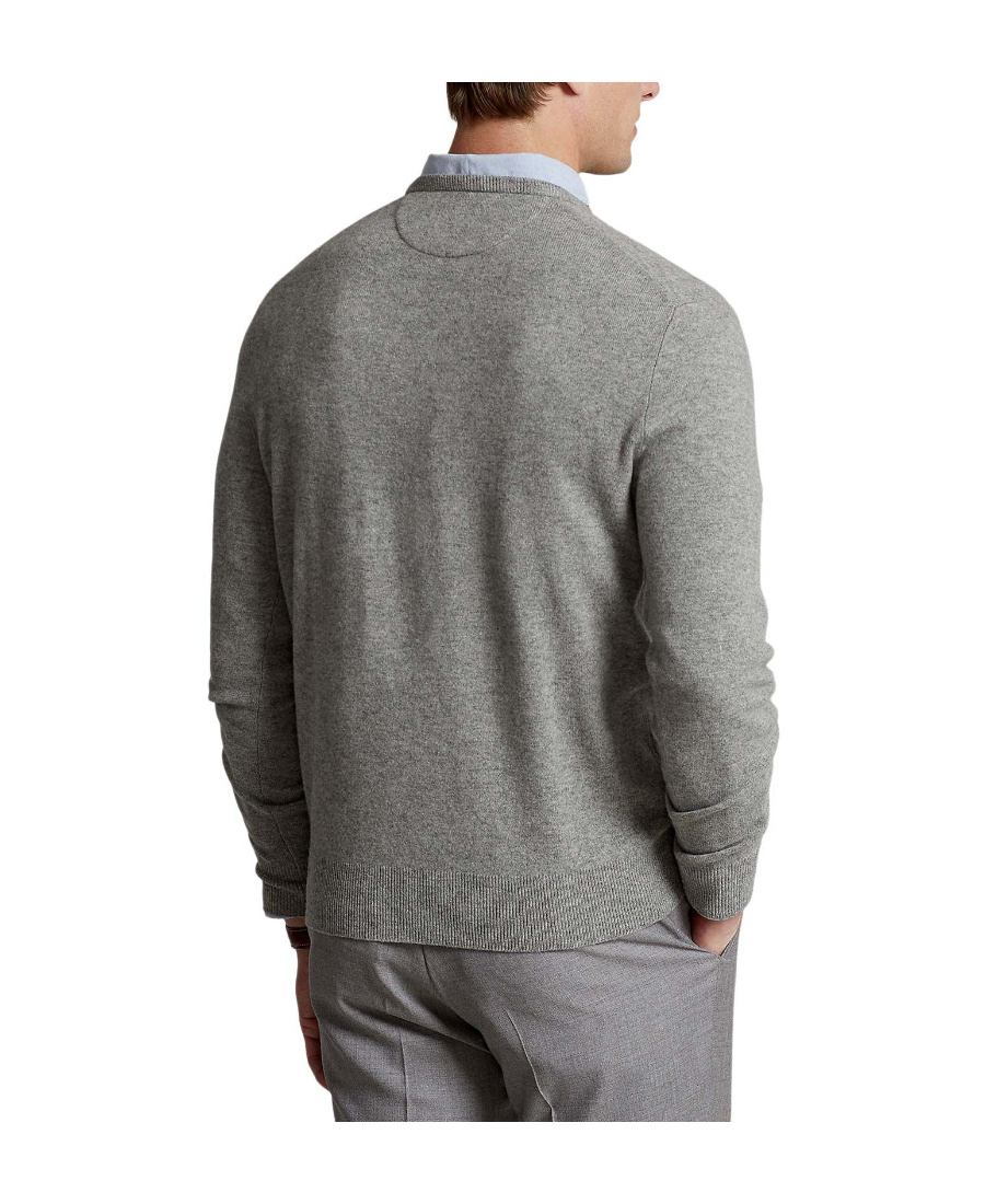 Polo Ralph Lauren Classic Logo Embroidered Rib Sweater In Gray