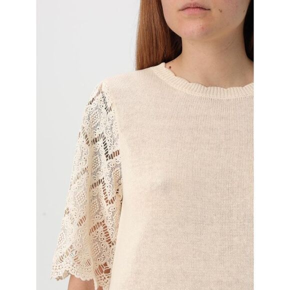 Shop Twinset Lace-sleeved Blouse