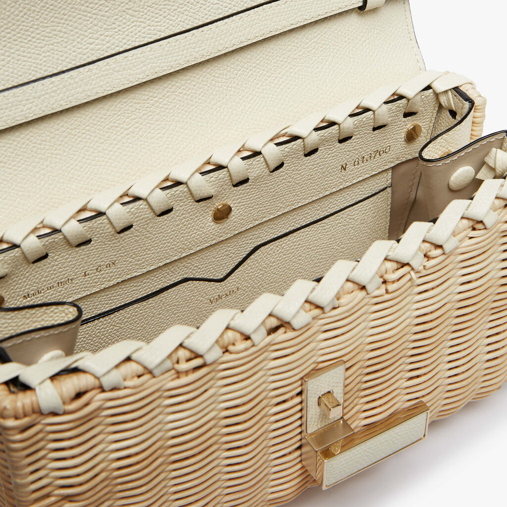 Valextra Iside Wicker Clutch In Brown