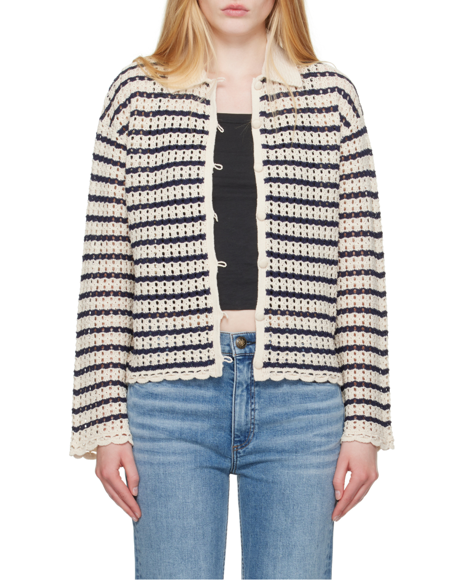 Rag & Bone Khloe Striped Open-knit Cardigan