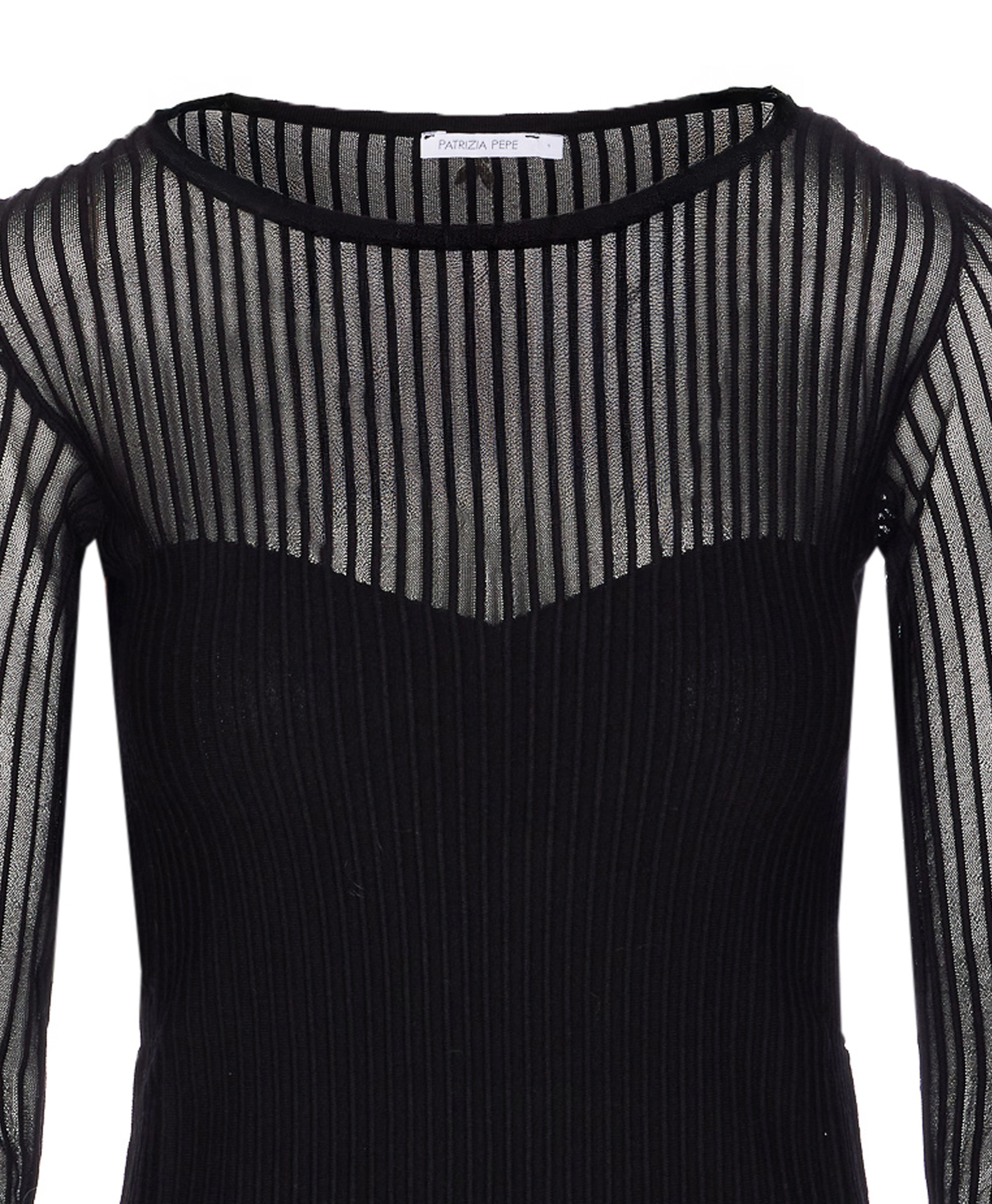 Patrizia Pepe Ribbed Transparent Knitwear In Black