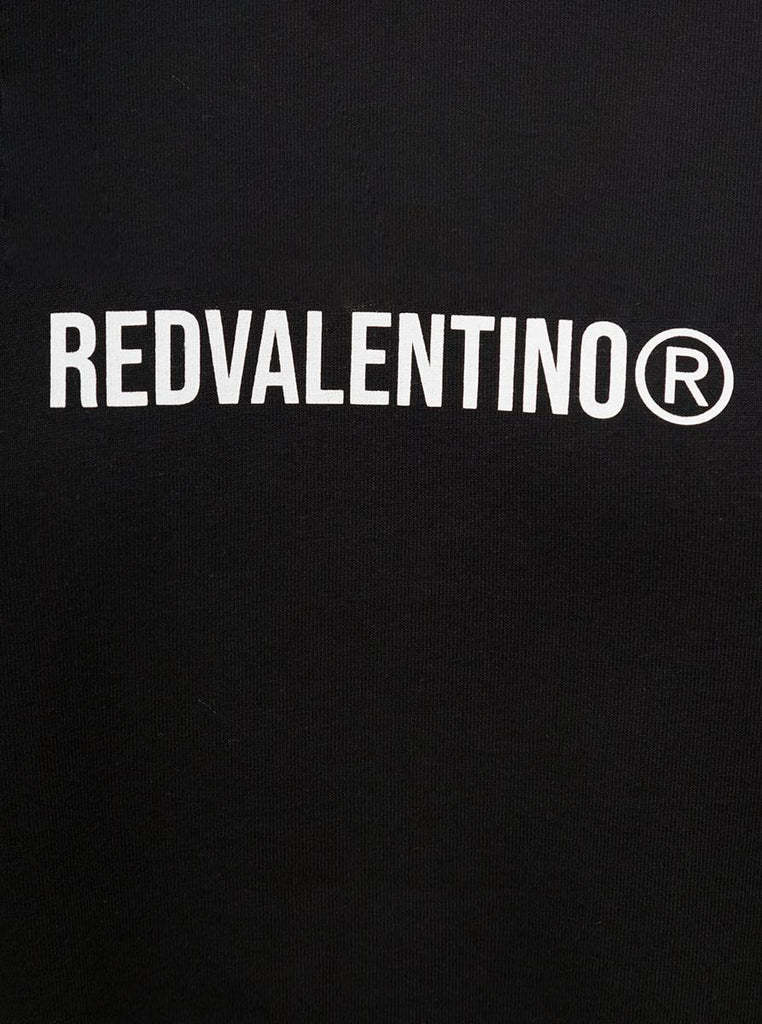 Red Valentino Logo T-shirt With Round Neck In Black