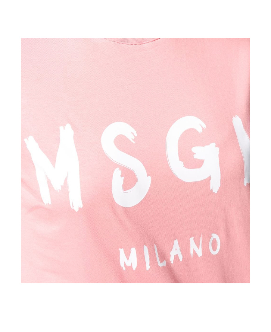 Msgm Jersey T-shirt With Brushstroke Printed Logo In Pink