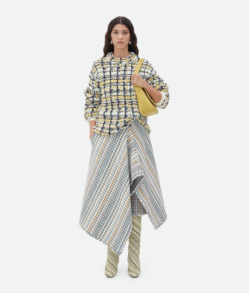 Bottega Veneta Checked Midi Wrap Skirt In Gray