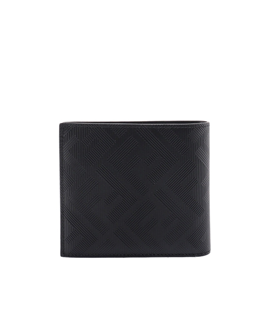 Fendi Men Ff Jacquard Fabric And Leather Bifold Wallet In Black